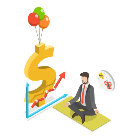 Boy having financial freedom  Illustration