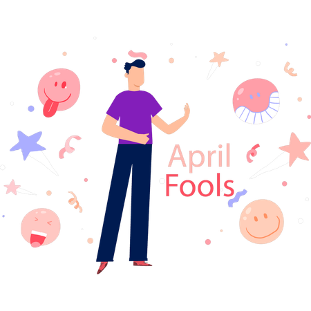 Boy having fun on April fools day  Illustration