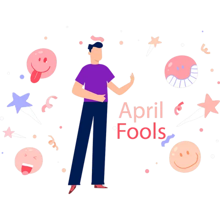 Boy having fun on April fools day  Illustration