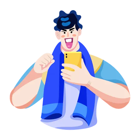 Boy having fun while taking selfie  Illustration