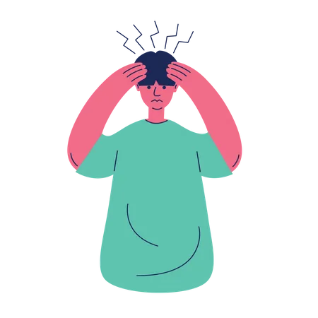 Headache Boy Character Illustration