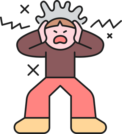 Boy having headache  Illustration