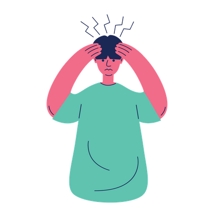 Boy having Headache  Illustration