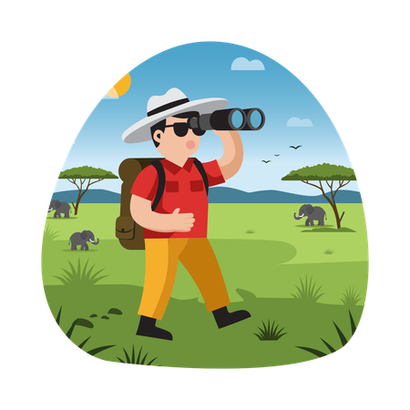 Boy having Jungle Photography  Illustration