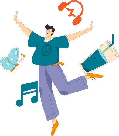 Boy having melodic experience  Illustration