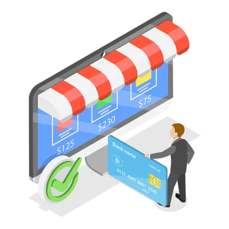 Boy having multiple payment options  Illustration