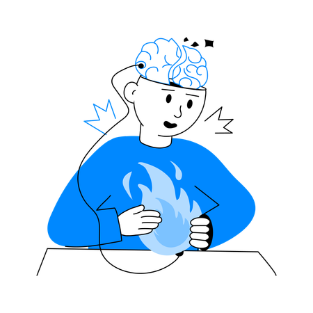 Boy having Nervous Breakdown  Illustration