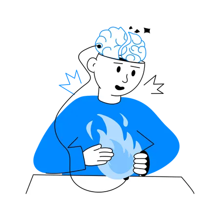 Boy having Nervous Breakdown  Illustration