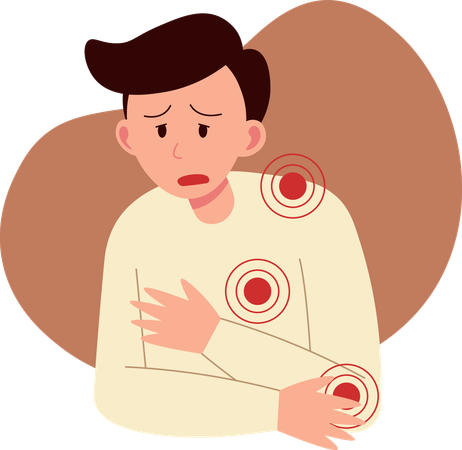 Boy having Pain on Left Body part  Illustration