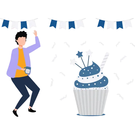 The Boy Is Having Party Illustration