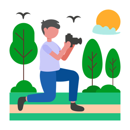 Boy having photography session  Illustration