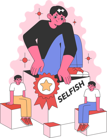 Boy having selfish personality  Illustration