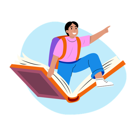 Boy having Study fun  Illustration