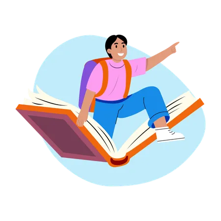 Boy having Study fun  Illustration
