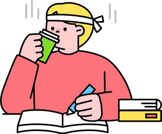 Boy having study pressure  Illustration