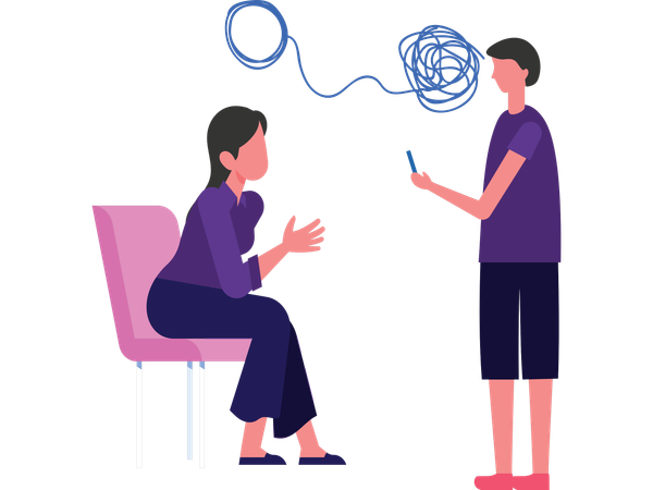 Boy having therapist issue  Illustration