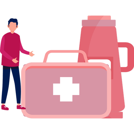 Boy Having Thermos Bottle  Illustration