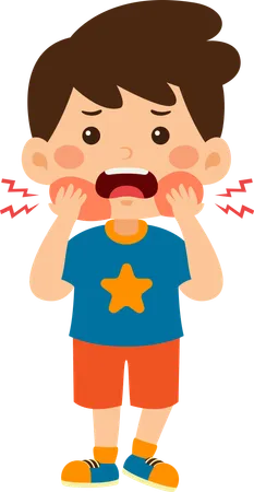 Boy having toothache  Illustration