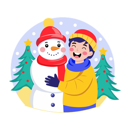 Boy having winter fun  Illustration