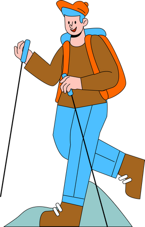 Boy Hiking Illustration
