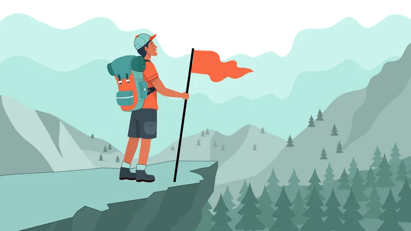 Boy hiking Illustration
