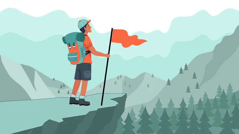 Boy hiking  Illustration