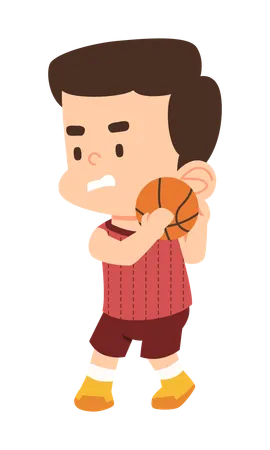 Boy hits the basketball in net  Illustration