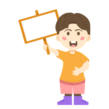 Boy holding ad board  Illustration