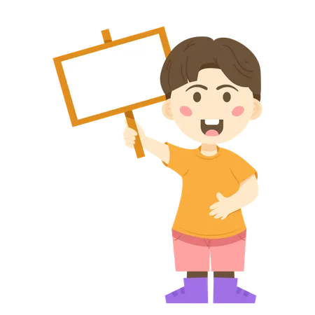 Boy holding ad board  Illustration