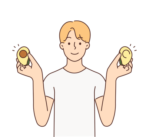 Boy holding avocado  Illustration