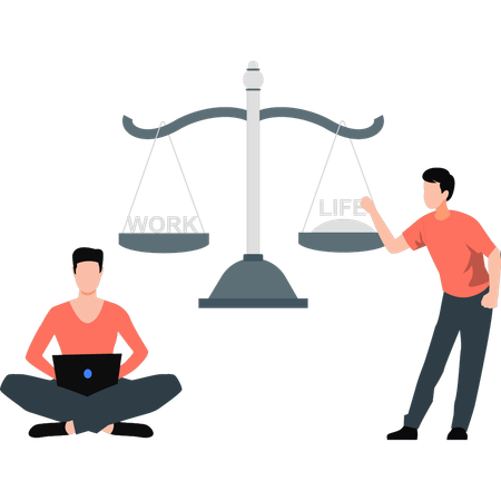 Boy holding balance scale  Illustration