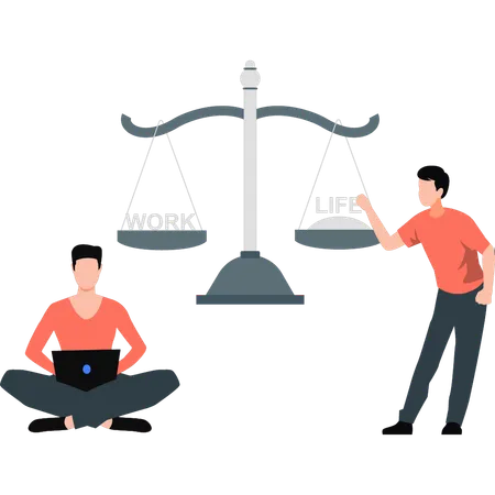 Boy holding balance scale  Illustration