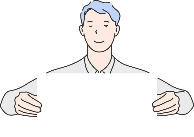 Boy Holding Banner  Illustration