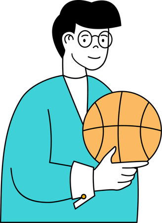 Boy holding basketball  Illustration