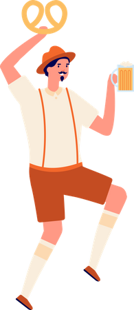 Boy holding beer glass Illustration