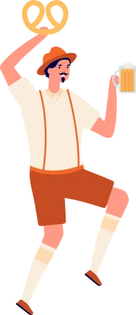 Boy holding beer glass Illustration