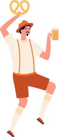 Boy holding beer glass  Illustration