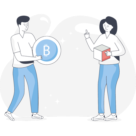Boy Holding Bitcoin  Illustration