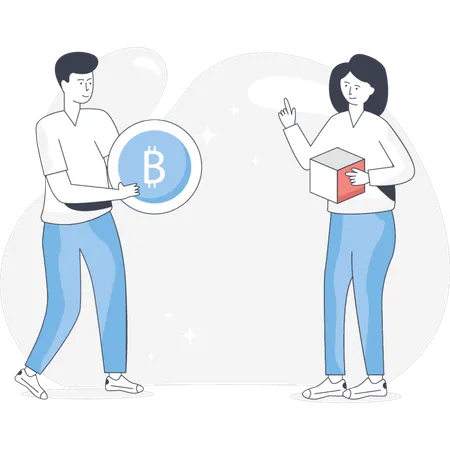Boy Holding Bitcoin  Illustration
