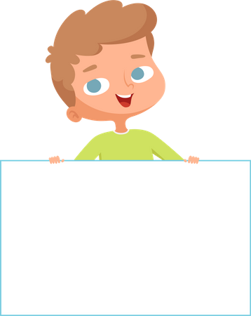 Boy holding blank banner  Illustration