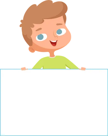 Boy holding blank banner  Illustration