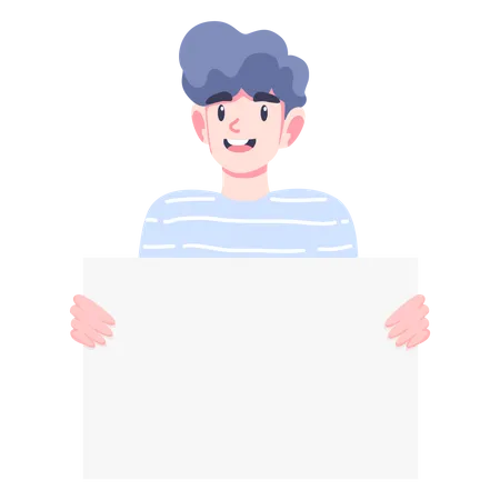 Boy holding blank banner  Illustration