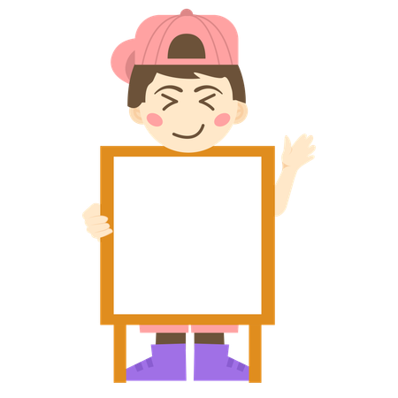 Boy holding blank space for advertisement  Illustration