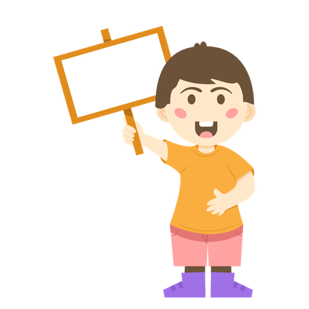 Boy holding board for public's awareness  Illustration