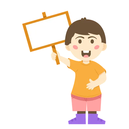 Boy holding board for public's awareness  Illustration