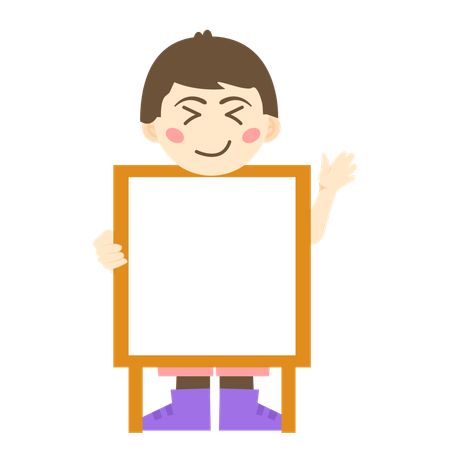 Boy holding board for writing  Illustration