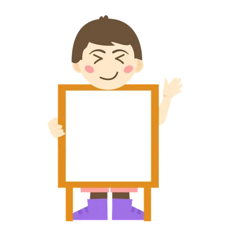 Boy holding board for writing  Illustration