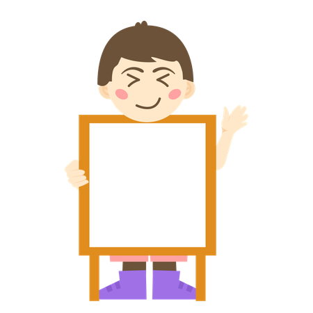 Boy holding board for writing  Illustration