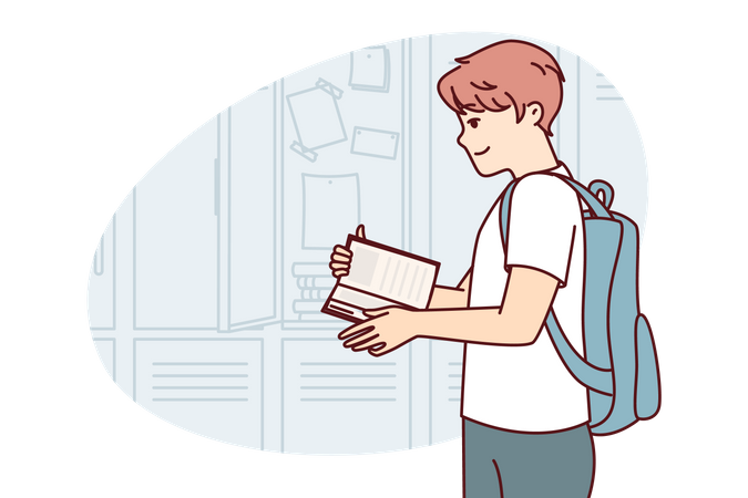 Boy holding book and read it  Illustration