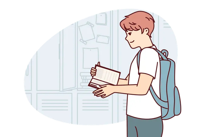 Boy holding book and read it  Illustration